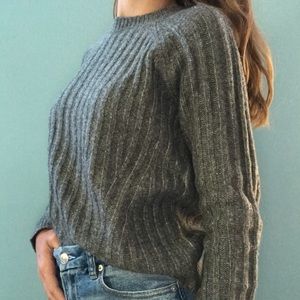 dark gray crewneck wool sweater